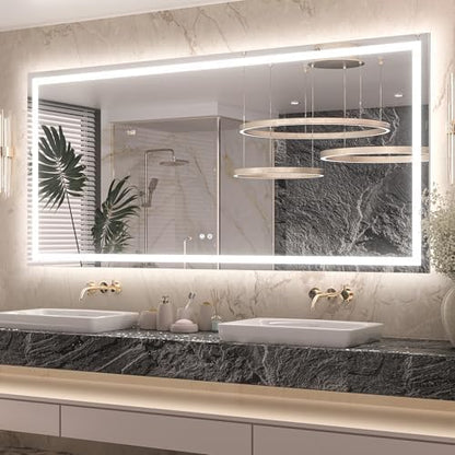 Keonjinn 72x36 Inch LED Bathroom Mirror with Lights, Frontlit & Backlit