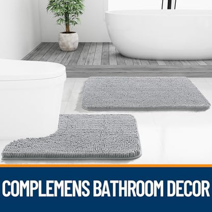 OLANLY Toilet Rugs U-Shaped 24x24, Soft Absorbent Chenille Contour Rugs