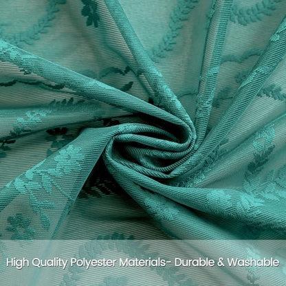 WAZZIO Teal Lace Shower Curtain for Bathroom 72" W x 72" L, Victorian Farmhouse Floral Pattern Tassel Fancy Shower Curtain Boho Washable Cloth Decorative Bath Curtains,1 Panel,Turquoise