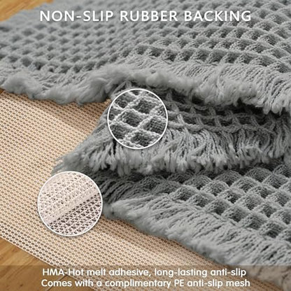 SUBRTEX Waffle Braided Bath Mat, 20" x 32" Soft Waffle Bath Rugs, Absorbent Non Slip Bathrooom Mats, Machine Washable Area Rug for Bathroom, Quick Dry, Gray
