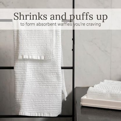 GILDEN TREE Waffle Towel Set Quick Dry Thin | 2 Bath Towels | 2 Hand Towels | 2 Washcloths, Classic Style (White)
