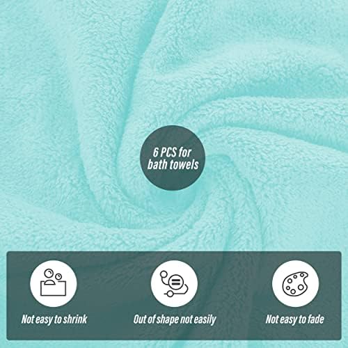 MOONQUEEN 6 Pack Premium Bath Towel Set - Quick Drying - Microfiber Coral Velvet Highly Absorbent Towels - Multipurpose Use as Bath Fitness, Bathroom, Shower, Sports, Yoga Towel (Frozen Blue)