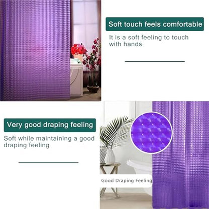 Purple Shower Curtain Liner, 100% Waterproof EVA 3D Shower Curtains with 3 Duty Heavy Bottom Magnets and 12 Rust Proof Grommets, 72x72 Weighted Shower Liner for Shower Stall, Bathtubs