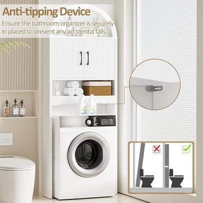 Spurgehom Arch Over The Toilet Storage Cabinet,Bathroom Organizer, White