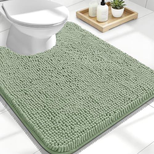 OLANLY Toilet Rugs U-Shaped 24x20, Soft Absorbent Chenille Contour Rugs