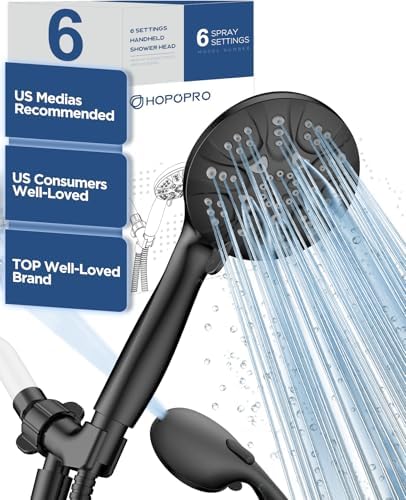 HOPOPRO 7-Mode High Pressure Hand Shower Head with Power Wash, Matte Black