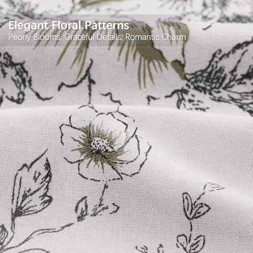 Farmhouse Floral Vintage Shower Curtain for Bathroom, Black and Tan Taupe