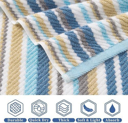 VOOVA & MOVAS Washcloths 6 Pack, 100% Cotton, 13x13 in, Blue Gray Beige
