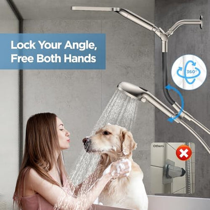 MakeFit Dual Filtered Rain Shower Head Combo, High Pressure Handheld Shower Head with Adjustable Bar - Rainfall Shower Head And Showerhead with Filter for Hard Water - Removes Chlorine