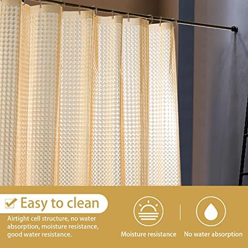NTBAY EVA Shower Curtain Liner, 72 x 72, 6 Gauge, Semi Clear Yellow Check