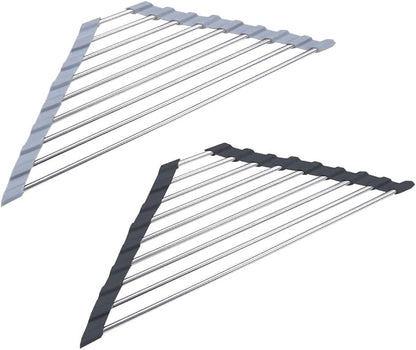 Ahyuan Roll up Dish Drying Rack Over The Sink Kitchen Roll up Sink Drying Rack Portable Dish Drainer Foldable Dish Drying Rack (Warm Gray, Triangle 16.3''X9.4'')