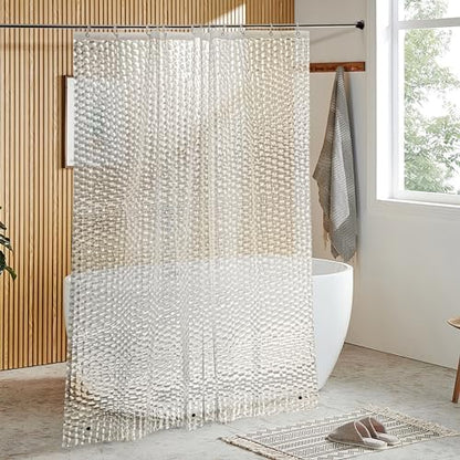 NTBAY EVA Shower Curtain Liner, 72 x 78, 6 Gauge, Clear Water Cube