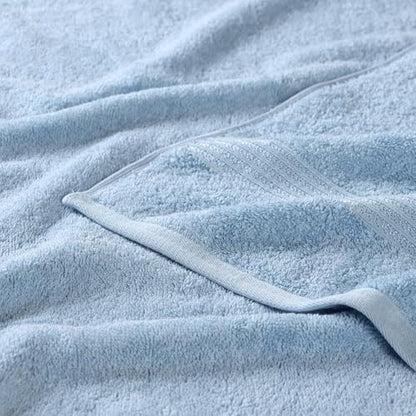 Superior Egyptian Cotton Bath Towel Set, Home Bathroom Towels, Master, Guest Bath, Decor Essentials, Quick Dry, Absorbent, Large Body Towels, Spa, Hotel, Resort, Adult, Kids, Set of 2, Light Blue