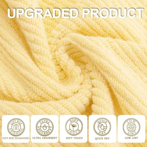 VOOVA & MOVAS 6PC Towel Set, 100% Cotton, Lemon Yellow