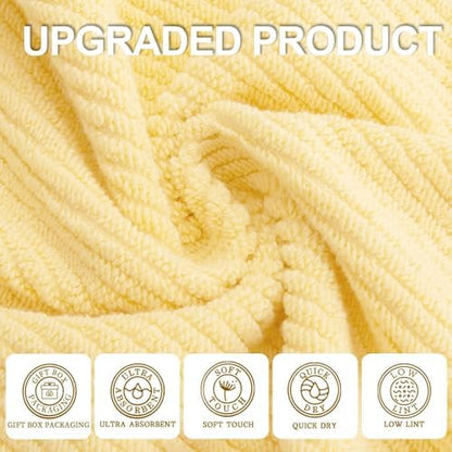 VOOVA & MOVAS Bath Towels 4PC, 100% Cotton, 30x56 in, Yellow