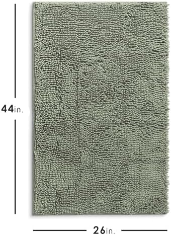 Hearth & Harbor Bathroom Rugs, Chenille Bath Mat - Machine Washable Bath Mats for Bathroom Non-Slip Backing Rubber, Quick Dry Bathroom Mat