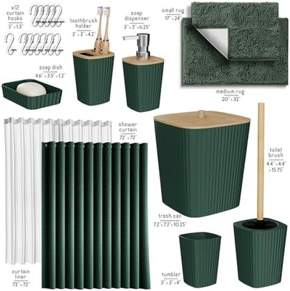 Clara Clark Bathroom Set, Bathroom Sets with Shower Curtain and Rugs