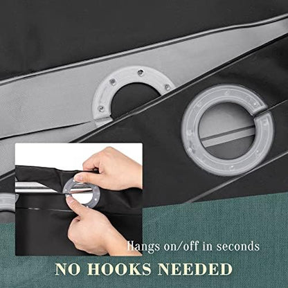 No Hook PEVA Shower Curtain or Liner, Standard Size 71 x 74, Black