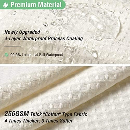 Dynamene Long Waffle Shower Curtain 256 GSM Heavy Fabric 72x80 Cream/Ivory