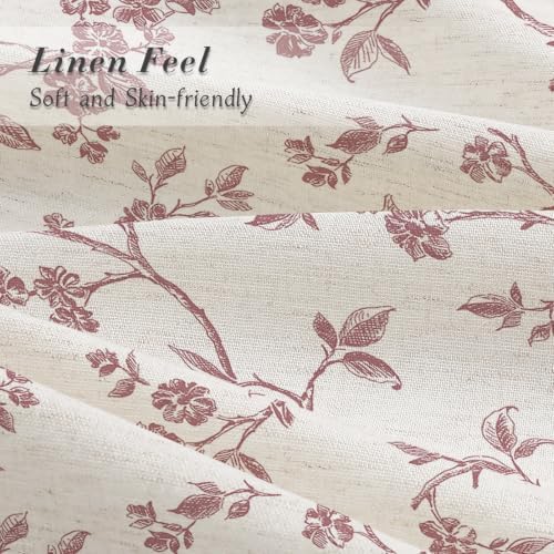 MitoVilla Extra Long Linen Floral Shower Curtain for Bathroom,72 x 84