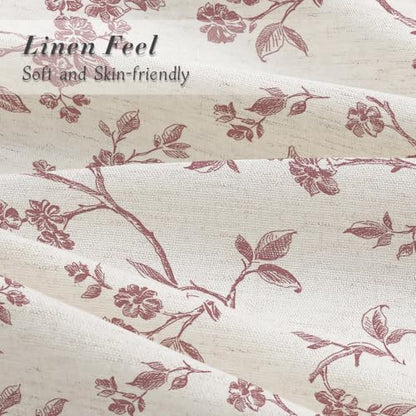MitoVilla Extra Long Linen Floral Shower Curtain for Bathroom,72 x 84