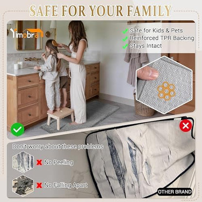 Yimobra Bath Rugs for Bathroom 32X20, Ultra Soft and Water Absorbent Bath Mats, Non Slip Plush Shower Rugs, Microfiber Thick Matts for Bathroom Floor/Tub, Machine Washable, Pure Gray