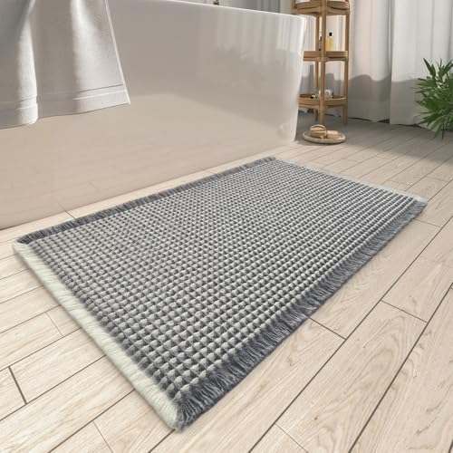 Upgraded Waffle Bath Mat Ultra Absorbent Non Slip Bathroom Mat, 18" x 30"