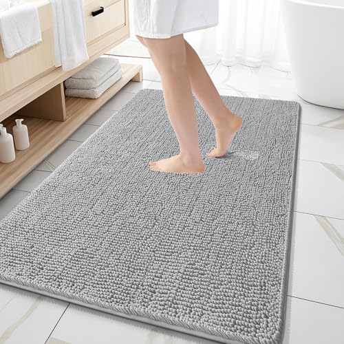 OLANLY Large Bathroom Rugs 59x35, Extra Soft Absorbent Chenille Bath Rugs