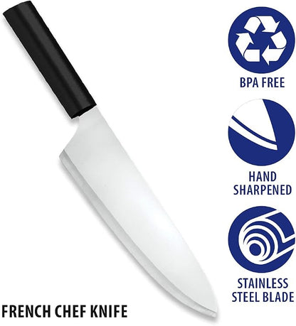 Rada Cutlery French Chef Knife (W231), 8.5" Stainless Steel Blade, Black Handle, Pack of 2