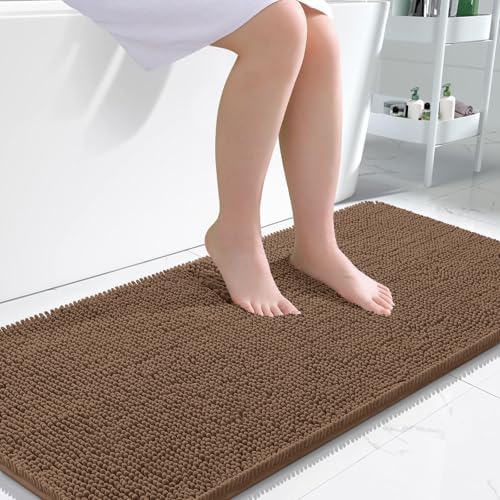OLANLY Bathroom Runner Rugs 45x27, Extra Soft Absorbent Chenille Bath Rugs