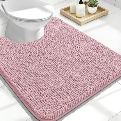OLANLY Toilet Rugs U-Shaped 24x20, Soft Absorbent Chenille Contour Rugs