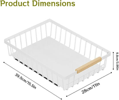 2 Pack No Drill Pull Out Cabinet Organizer, Premium Carbon Steel Slide-Out Drawers with Strong Nano Adhesive, Under Cabinet Storage for Kitchen, Pantry, Bathroom, White