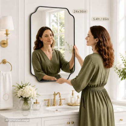 Besdomus Black Modern Bathroom Mirror: 24"x36" Minimalist Vanity Mirrors