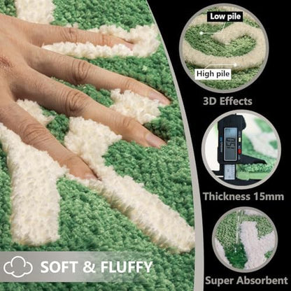 KOEXM Long Bathroom Rugs Runner 18" x 47", Sage Green Get Naked Bath Mat