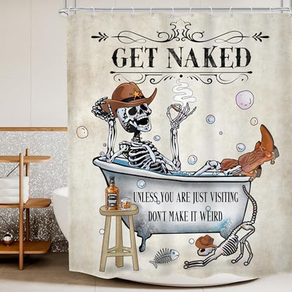 Halloween Western Cowboy Skull Skeleton Cool Gothic Bathroom Shower Curtain