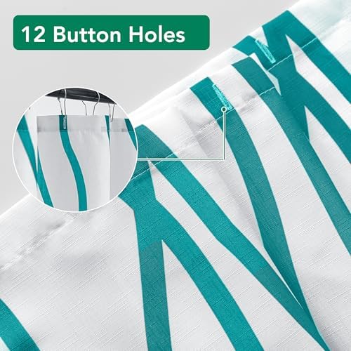 Fabric Modern Extra Long Shower Curtains for Bathroom-Turquoise and White