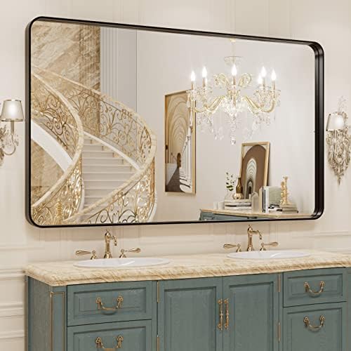 WEER Black Bathroom Vanity Mirror 50X30 Inch