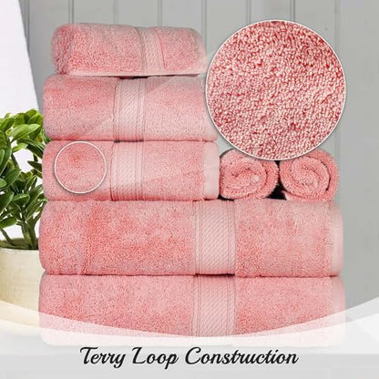 Superior Egyptian Cotton Ultra Plush & Absorbent, 10 Piece Set, Tea Rose