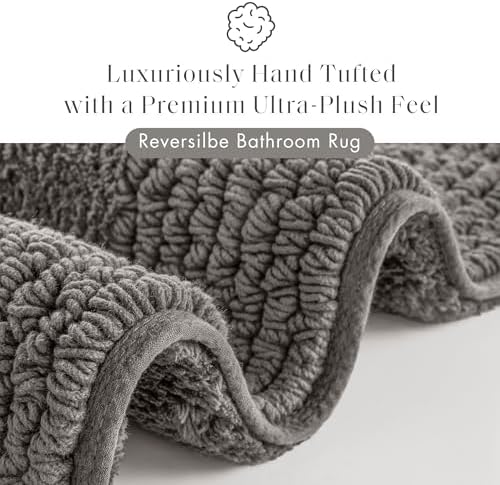 Madison Park Splendor Reversible 100% Cotton Bath Rug, 17 x 24, Charcoal