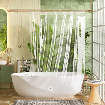 Bathway Shower Curtain Liner, Clear Shower Curtain Liner 60x64 PEVA Waterproof Shower Curtain Liner Plastic with 3 Magnets and 10 Rustproof Metal Grommets, Lightweight Shower Liner for Bathroom