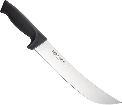 Ergo Chef Prodigy Series 10-Inch Cimeter Breaking Knife - High Carbon Stainless Steel Curved Blade Butcher Meat Knife, Ergonomic Non-Slip Handle, Black