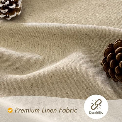 MIULEE W72*L84 Extra Long Linen Shower Curtain Khaki 12 Metal Hooks
