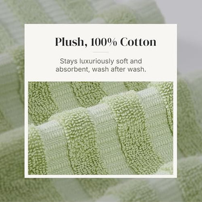Modern Threads 6 Piece Bath Towel Set – Bathroom Set with 2 Bath Towels, 2 Hand Towels, and 2 Wash Cloths – 100% Cotton, Super Absorbent & Extra Soft – Reversible Natural Vine (Sage Green)