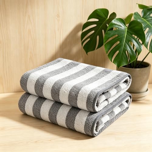 2 Piece Gray Cabana Stripe Hand Towels for Bathroom 16"x31" Ultra Soft Breathable Hand Face Towels Highly Absorbent Towel Quick Dry Towel for Spa Gym Hotel Travel Camp