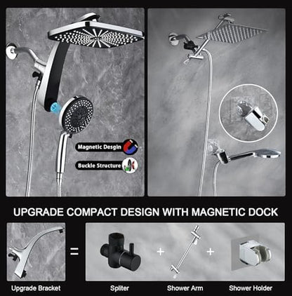 Rain Shower Head with Handheld Showerhead, Chrome 1.8GPM 460311