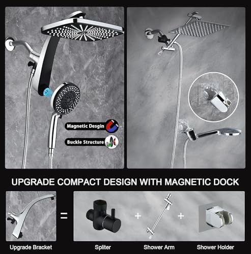 Rain Shower Head with Handheld Showerhead, Chrome 1.75GPM 460311