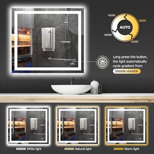 Hivone 40"X36" LED Bathroom Mirror with Lights, UL Listed