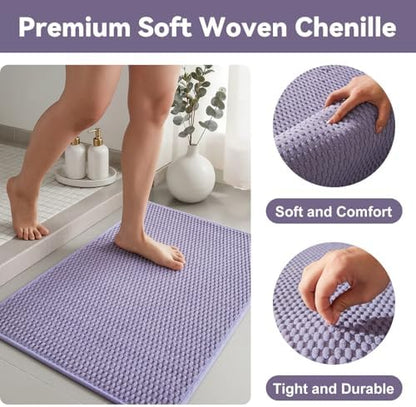 Triohero Small Bathroom Rugs Non Slip Washable Bath Rugs Super Absorbent Bathroom Rug Thin Quick Dry Low Pile Bath Mats, Lavender 12"x12"