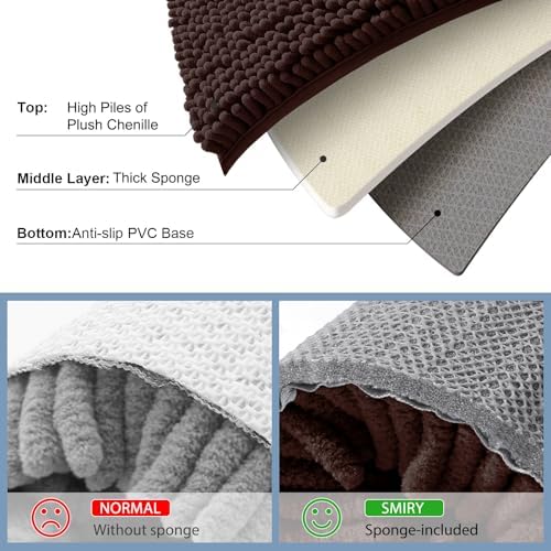 Smiry Bathroom Rugs 71X47, Luxury Chenille Extra Soft Absorbent Bath Mat