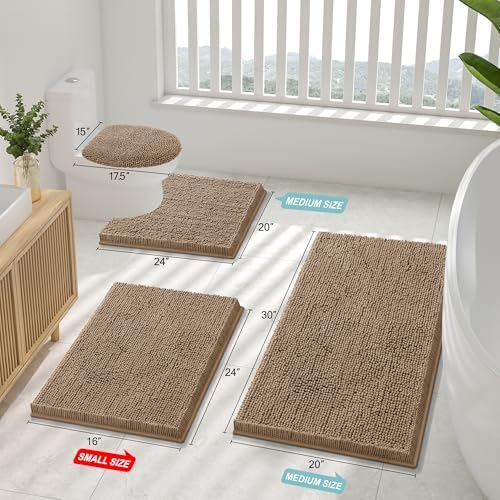 Smiry Bathroom Rugs 34X21, Luxury Chenille Extra Soft Absorbent Bath Mat